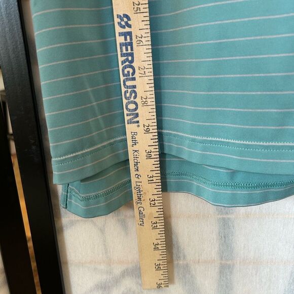 Peter Millar Crown Cool Striped Polo Shirt‎ Turquoise Blue White L - Picture 6 of 8